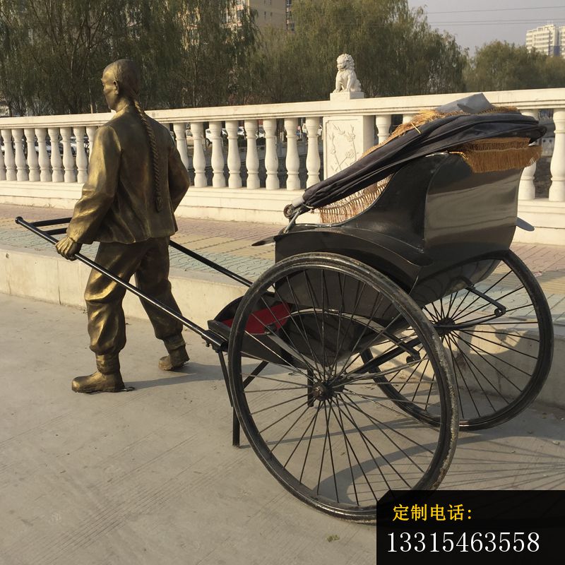 步行街拉黄包车的人物铜雕，清朝人物铜雕 (2)_800*800