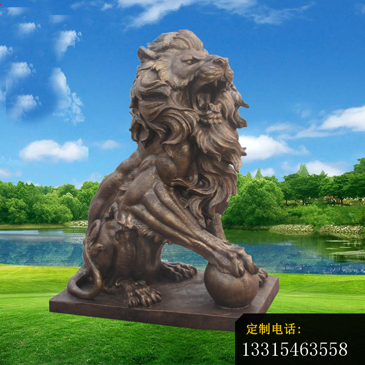 踩球西洋狮子铜雕，门口欧式狮子铜雕 (2)_750*750
