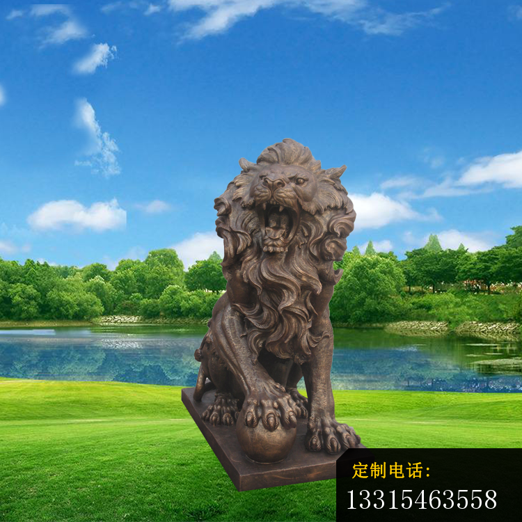 踩球西洋狮子铜雕，门口欧式狮子铜雕 (3)_750*750