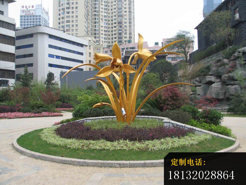不锈钢水仙花雕塑，不锈钢广场花雕塑_800*600