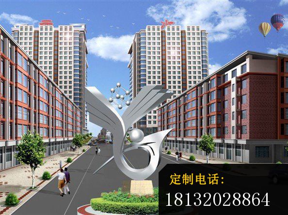 不锈钢水云天雕塑，小区不锈钢雕塑 (1)_594*445