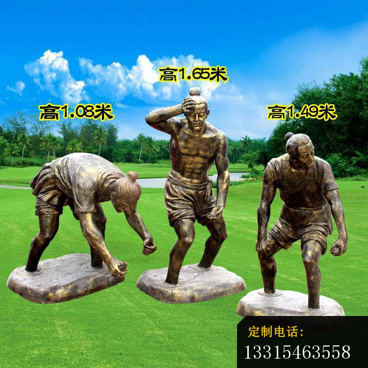 插秧的古代人物铜雕，古代农耕人物铜雕 (2)_750*750