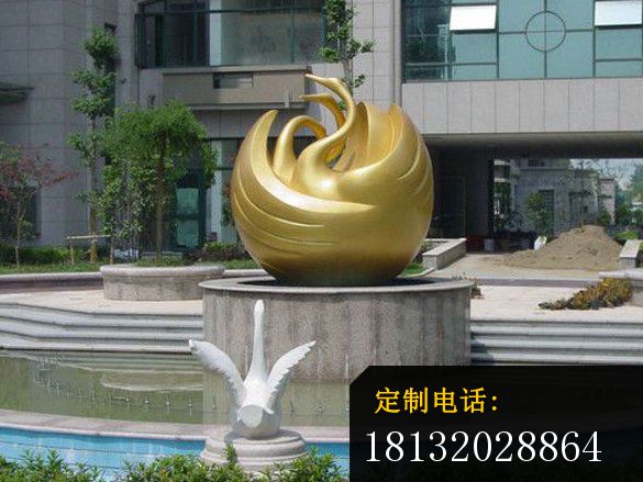 不锈钢天鹅雕塑，不锈钢抽象雕塑_585*439