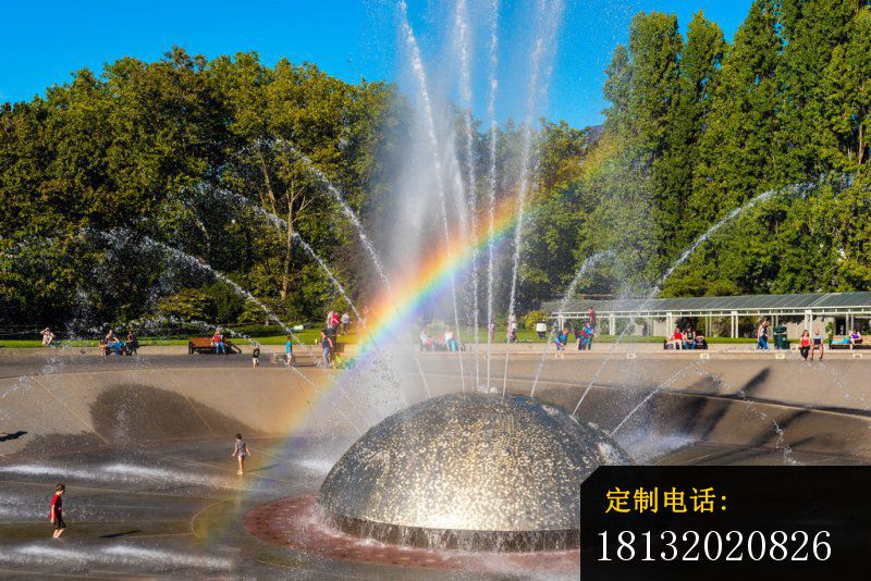 不锈钢半球形喷泉 公园景观雕塑_800*534