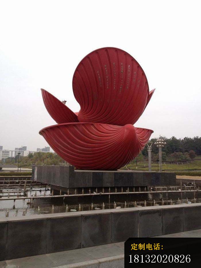 不锈钢贝壳喷泉雕塑,广场景观雕塑_700*933