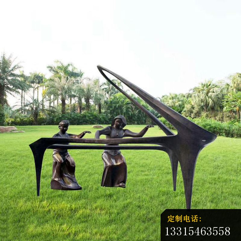 抽象弹钢琴的人物铜雕，公园小品铜雕_800*800