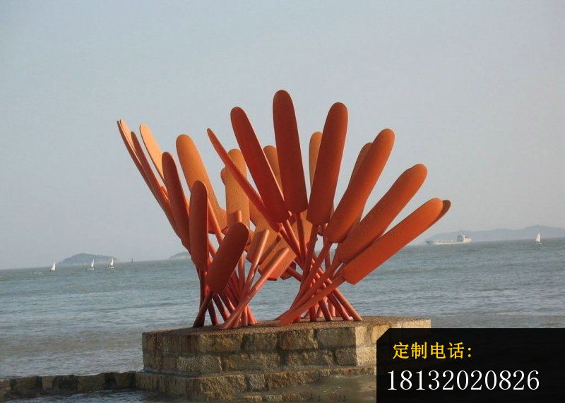 不锈钢抽象船桨雕塑海边景观雕塑_800*571