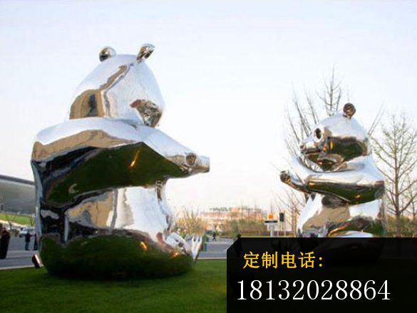 不锈钢熊雕塑，不锈钢公园雕塑_585*439