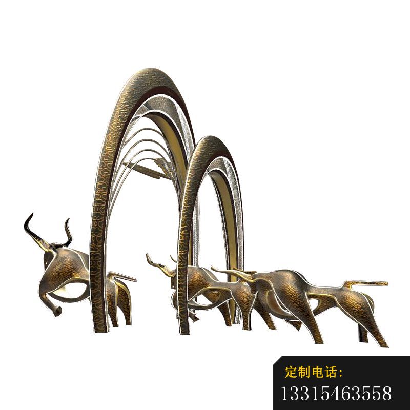 抽象牛和拱门铜雕 广场景观铜雕 (3)_800*800