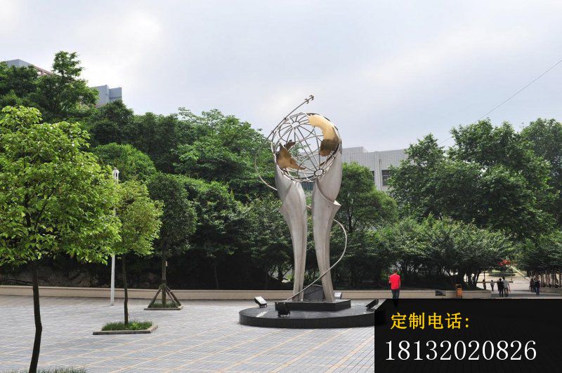不锈钢抽象地球雕塑 公园不锈钢雕塑_800*532
