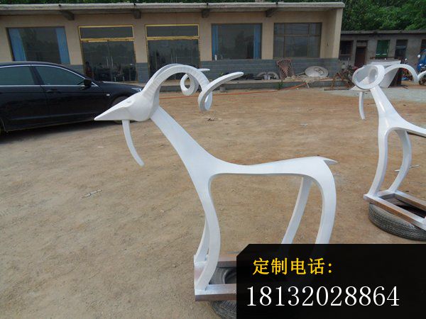 不锈钢羊雕塑，不锈钢抽象羊雕塑_600*450