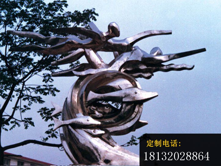 不锈钢游泳雕塑，不锈钢运动雕塑_724*543
