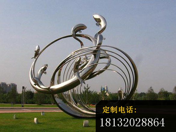 不锈钢鱼雕塑，不锈钢抽象雕塑_585*439