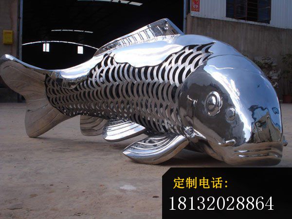 不锈钢鱼雕塑，广场鱼雕塑_600*450