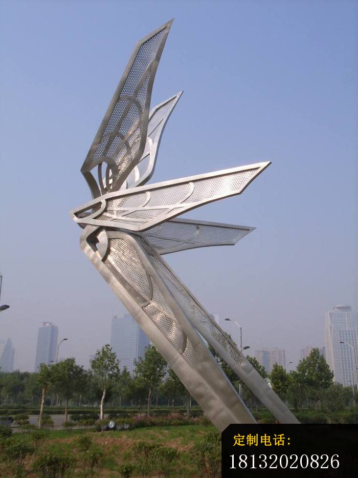不锈钢抽象蝴蝶翅膀雕塑，公园景观雕塑_700*933