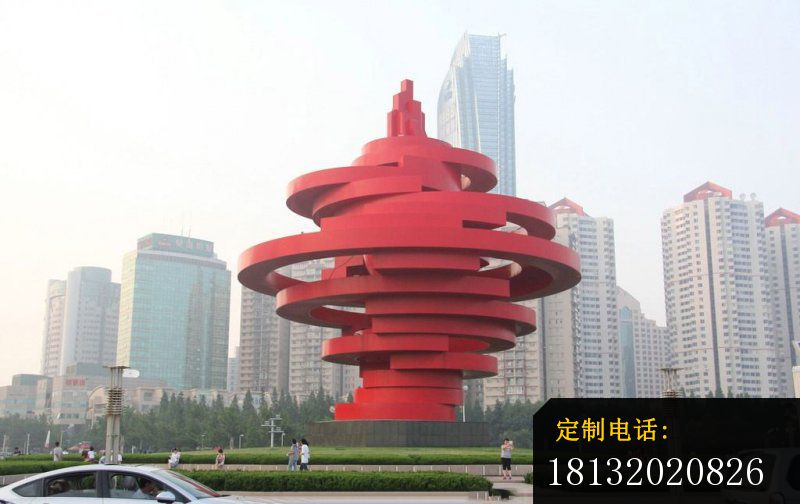 不锈钢抽象火炬广场景观雕塑_800*504