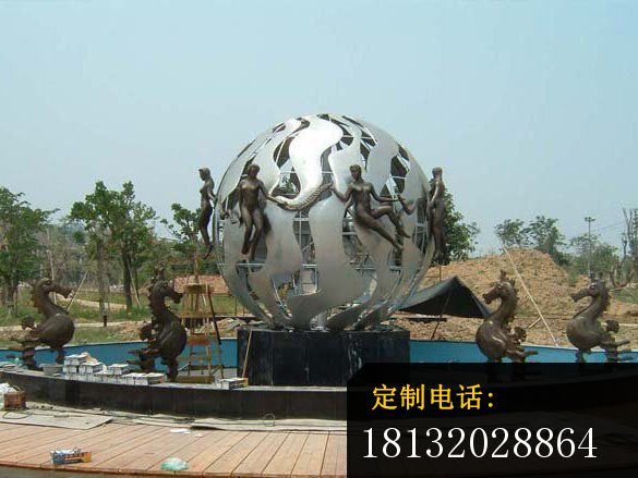 不锈钢圆球喷泉雕塑，广场圆球不锈钢雕塑 (1)_585*439