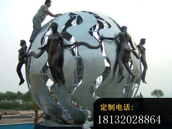 不锈钢圆球喷泉雕塑，广场圆球不锈钢雕塑 (2)_585*439