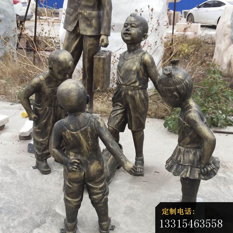 穿大鞋的儿童铜雕，公园小品铜雕 (2)_800*800