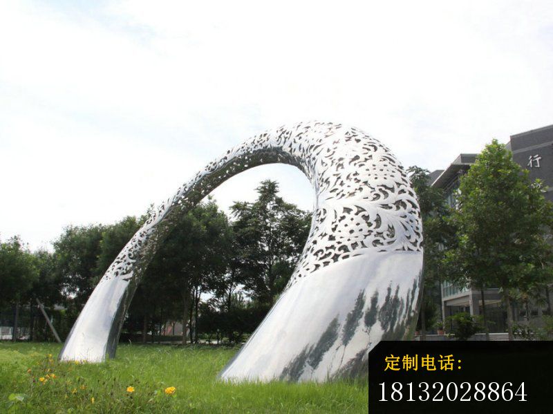 不锈钢圆形拱门，不锈钢公园雕塑_800*599