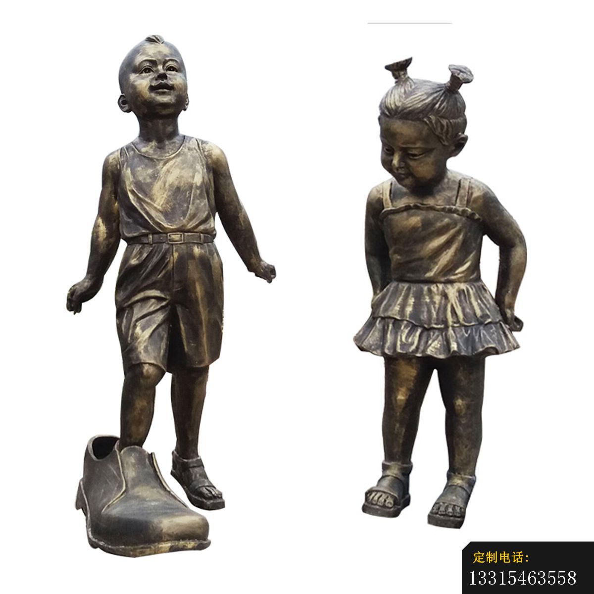 穿大鞋的儿童铜雕，公园小品铜雕 (7)_1200*1200