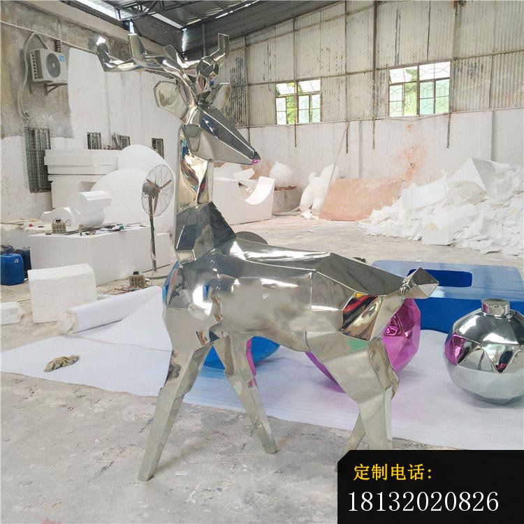 不锈钢抽象几何梅花鹿 不锈钢动物雕塑 (2)_750*750