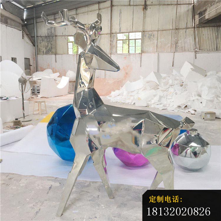 不锈钢抽象几何梅花鹿 不锈钢动物雕塑 (4)_750*750
