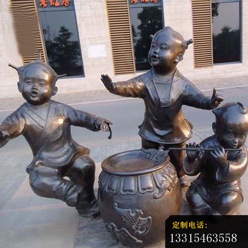 吹笛子跳舞的儿童铜雕公园人物铜雕_800*800