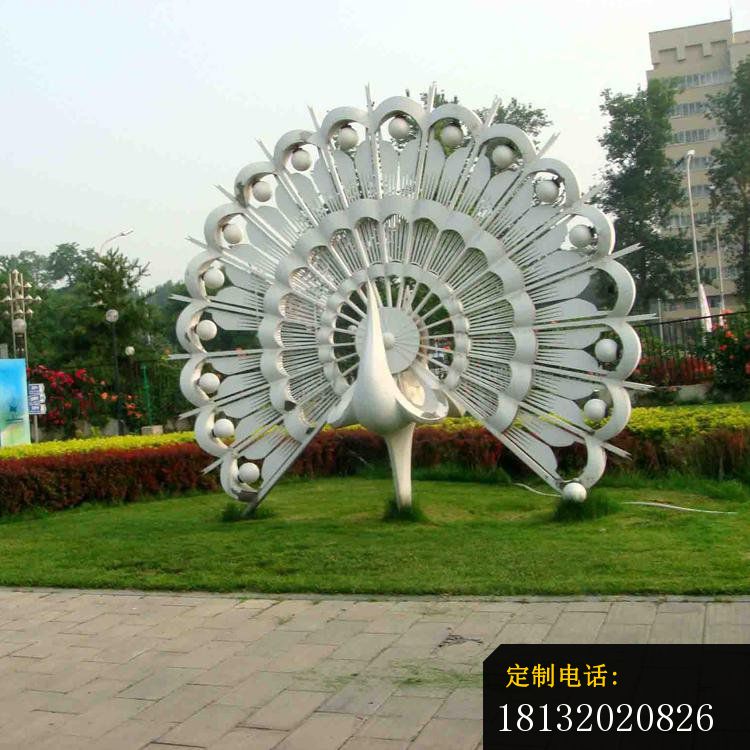 不锈钢抽象孔雀，公园动物雕塑 (2)_750*750