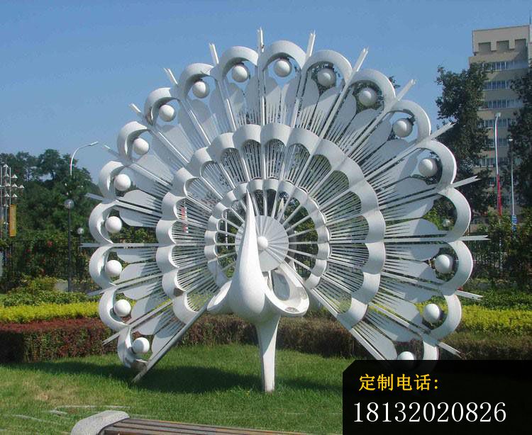 不锈钢抽象孔雀，公园动物雕塑_750*614
