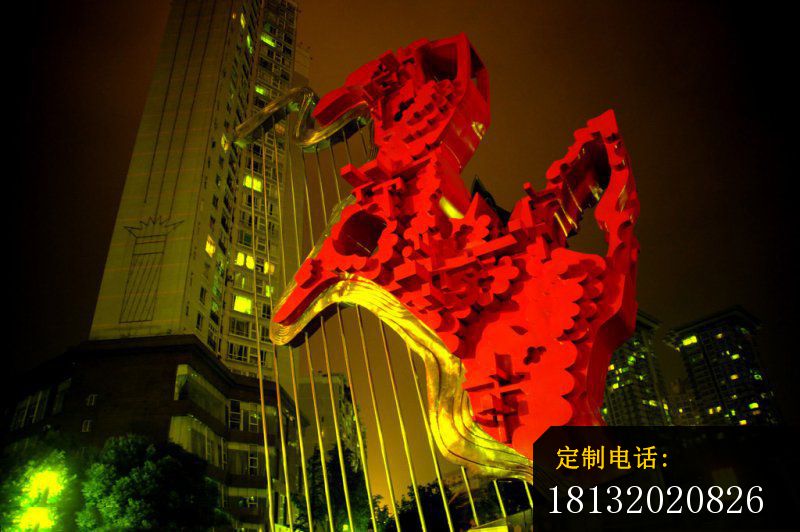不锈钢抽象立马广场景观雕塑_800*532