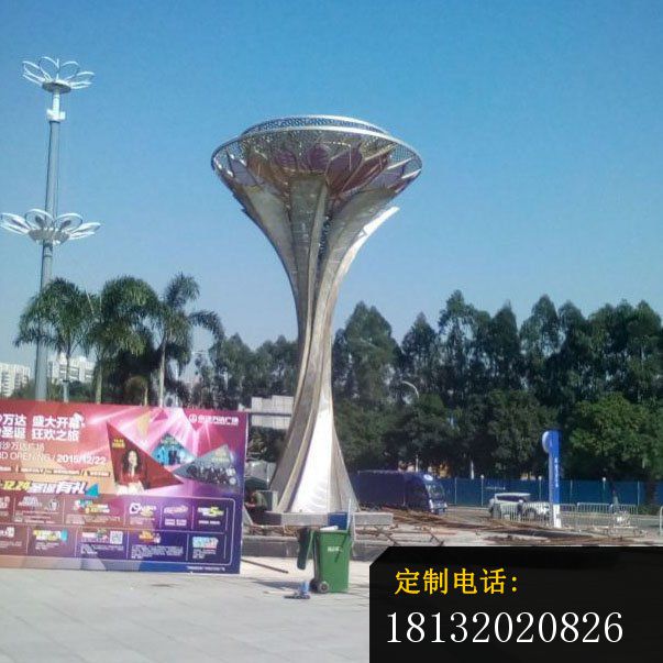 不锈钢抽象莲花雕塑 广场景观雕塑_603*603