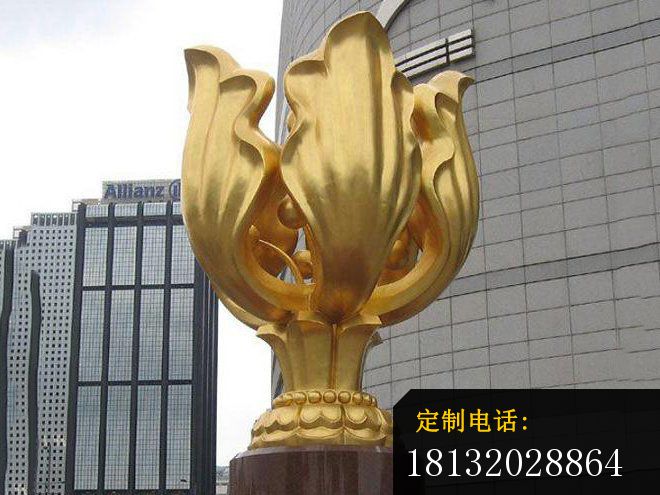 不锈钢紫荆花雕塑，金色紫荆花_660*495
