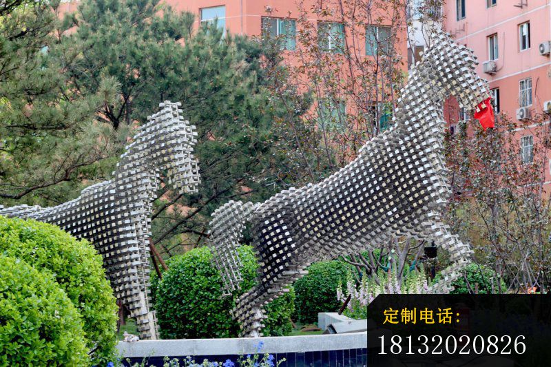 不锈钢抽象马公园动物雕塑 (7)_800*533