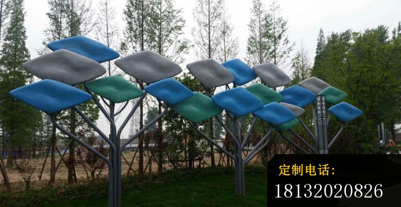 不锈钢抽象树，公园彩色不锈钢雕塑_800*414