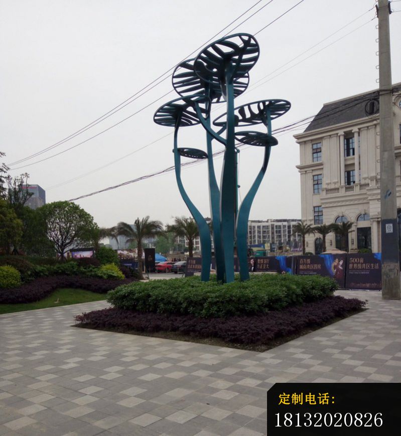 不锈钢抽象树雕塑 小区景观雕塑_799*869