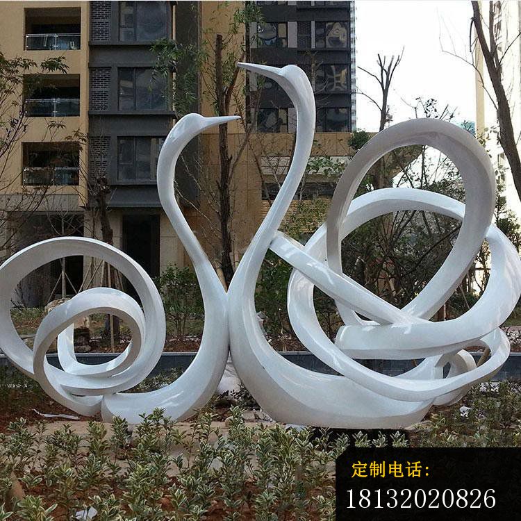 不锈钢抽象天鹅，小区景观动物雕塑_750*750