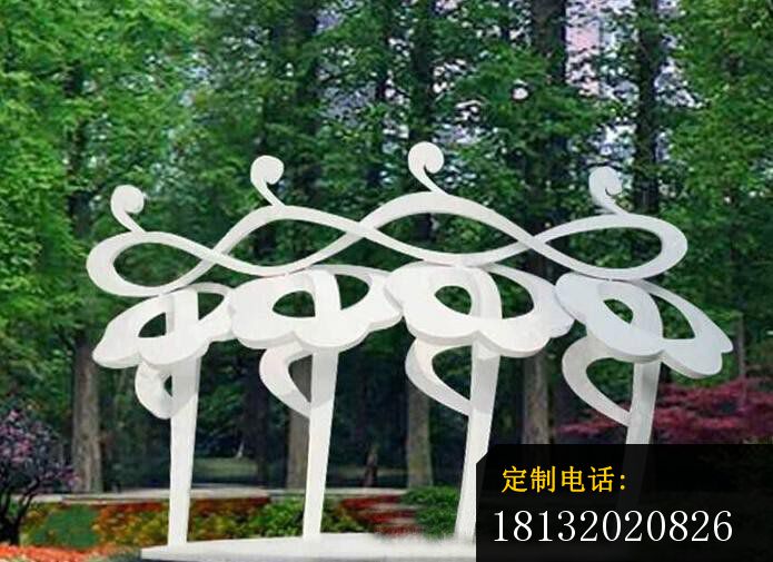 不锈钢抽象跳芭蕾舞的人物雕塑，公园景观雕塑_695*505
