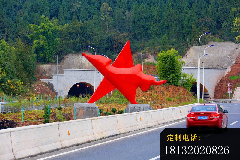 不锈钢抽象五角星街边景观雕塑_800*533