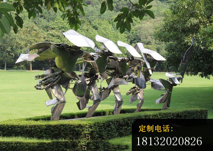 不锈钢抽象武士雕塑公园人物雕塑_700*497