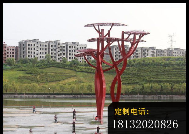 不锈钢抽象小树雕塑  不锈钢公园景观雕塑_620*440