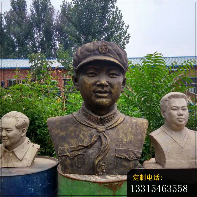 戴红领巾的雷锋胸像铜雕，近代名人铜雕_750*750