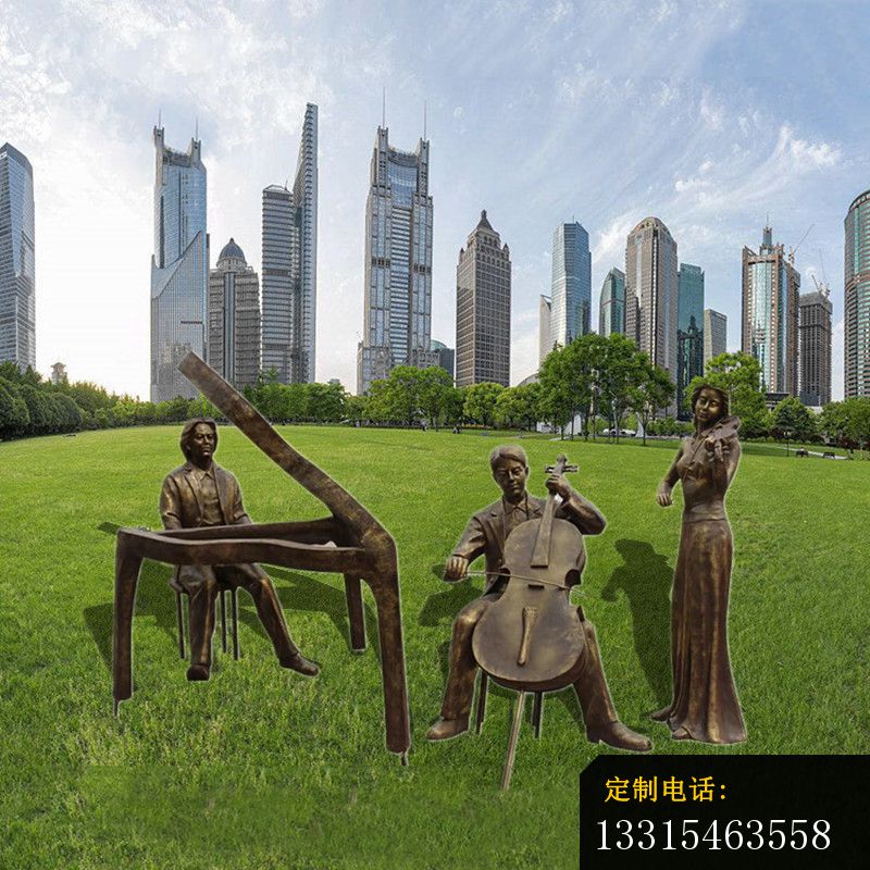弹钢琴和拉小提琴的人物铜雕，广场演奏乐器人物铜雕 (2)_800*800