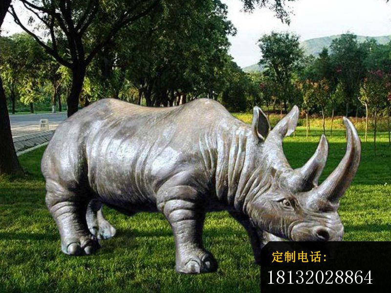 不锈钢犀牛，公园不锈钢雕塑_800*600
