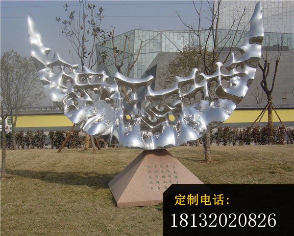 不锈钢抽象月牙雕塑 公园景观雕塑_600*483