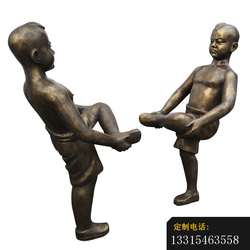 斗鸡儿童铜雕，公园儿童铜雕 (2)_800*800