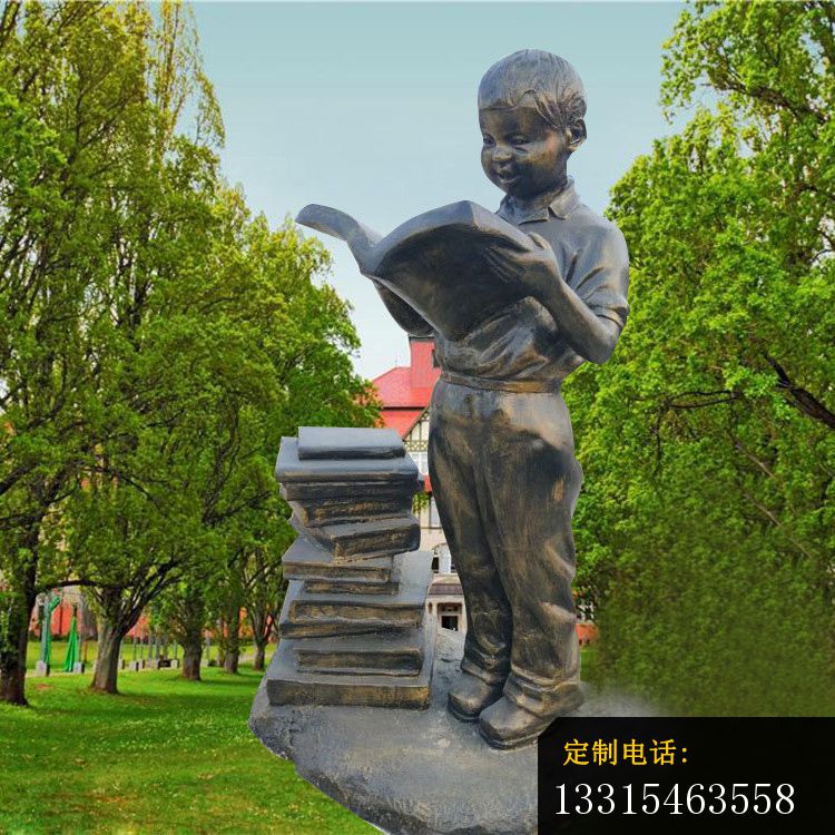 读书的小学生铜雕，校园景观铜雕 (2)_750*750