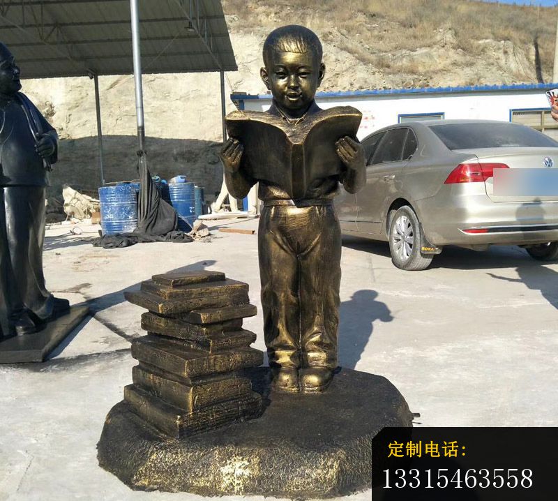 读书的小学生铜雕，校园景观铜雕 (4)_800*718