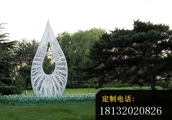 不锈钢倒着的水滴雕塑  不锈钢抽象雕塑 公园景观雕塑_600*420