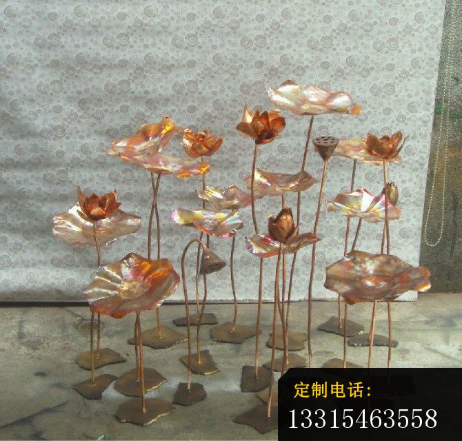 锻铜荷花雕塑，锻造荷花雕塑，锻造荷叶雕塑 (2)_670*640